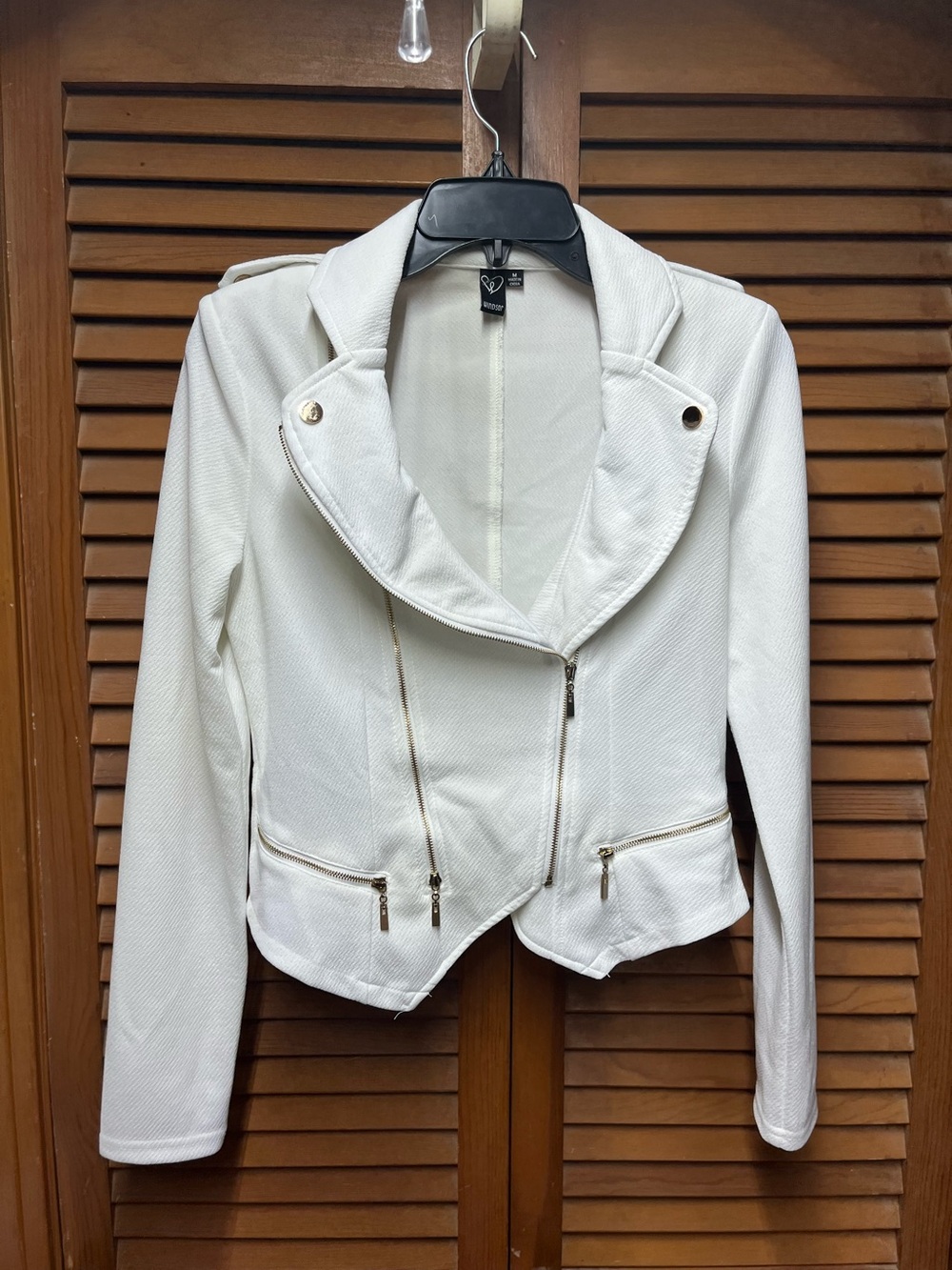Windsor Off-White Knit Moto Jacket 🤍 Gold Details
